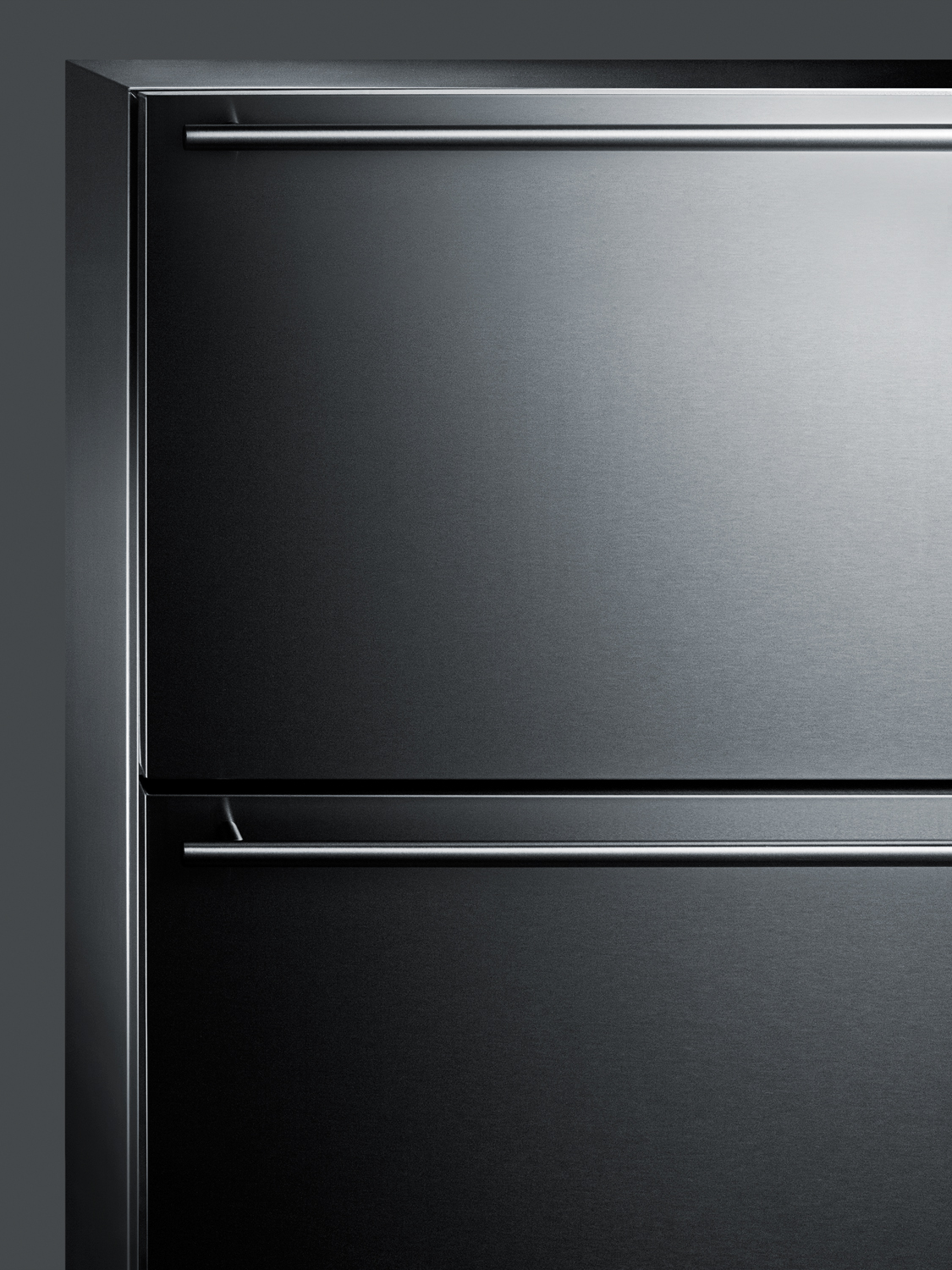Built-in undercounter two-drawer all-refrigerator in complete stainless steel with panel-ready drawer fronts